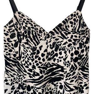 Women's Animal Print Bustier Midi Dress - Sergio Hudson - Black/Cream Size Small